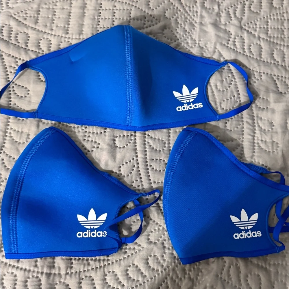 3 Adidas Royal Blue Face Masks with Logo